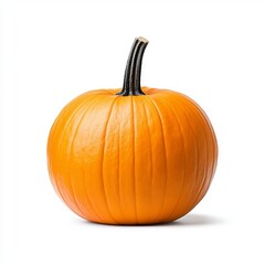 Obraz premium A vibrant orange pumpkin with a smooth surface and dark stem, perfect for autumn decorations or Halloween.