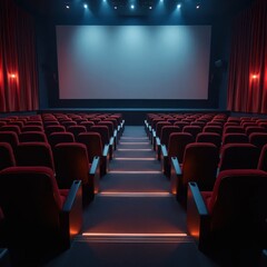 Obraz premium Capturing the Eloquent Stillness of an Empty Cinema Venue with Rich Photographic Depth