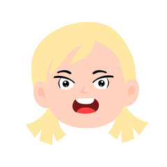 face expression kids element design character. cute kid face expression emoji emoticon. different postures with various emotions.