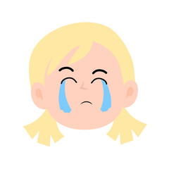 Obraz premium blondeand black hair with young girls sad face expression collection