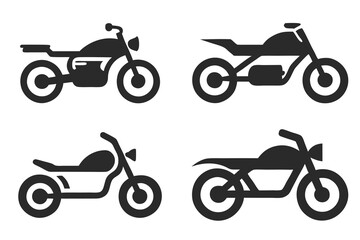 Fototapeta premium Minimalist Motorcycle Icon Collection for Automotive Graphics.
