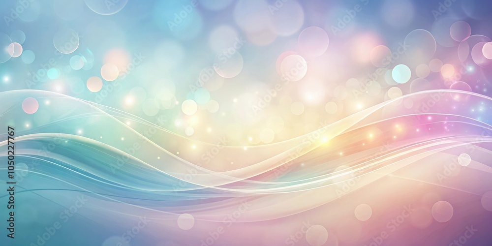 Poster abstract pastel background with glowing bokeh and swirling lines