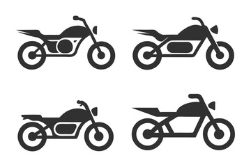 Obraz premium Minimalist Motorcycle Icon Collection for Automotive Graphics.