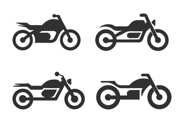 Minimalist Motorcycle Icon Collection for Automotive Graphics.