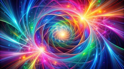 Abstract swirl of vibrant colors and ethereal light, creating a mesmerizing kaleidoscope of cosmic energy.