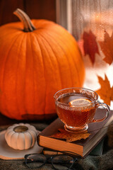 still life with pumpkin and cup