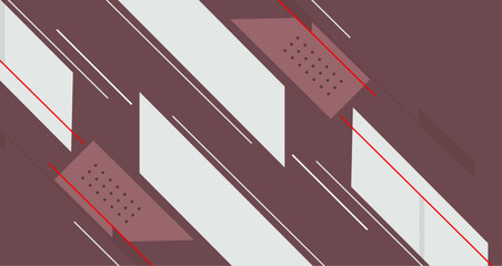 Blend of deep red and white geometric shapes and lines, creating a striking visual composition