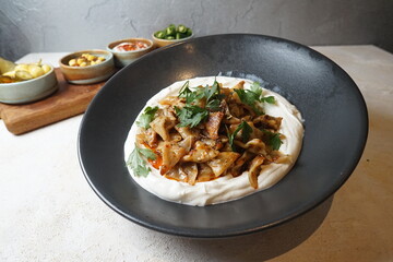 Turkish food yogurt manti