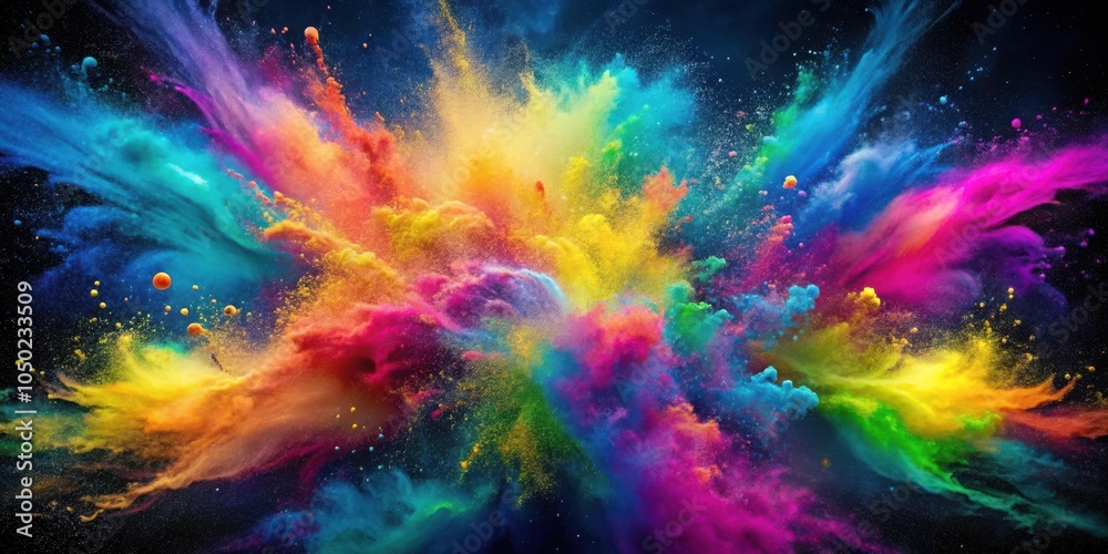 Leinwandbilder a vibrant burst of color explodes in a mesmerizing display of swirling hues against a dark backgroun