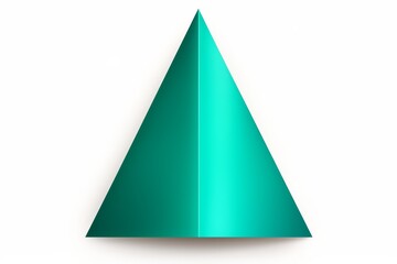 Fototapeta premium Minimalist turquoise christmas tree on a hill crafted with simple geometric shapes
