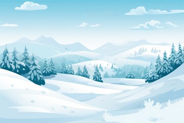 Fototapeta premium A simple winter landscape featuring turquoise mountains and a pale green forest below