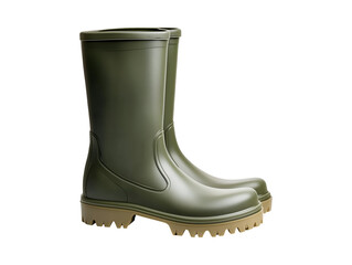 Green rubber boots isolated on transparent or white background, png