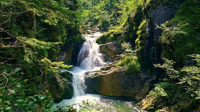 Hiking along the Rottach Waterfalls 4k 60FPS mp4