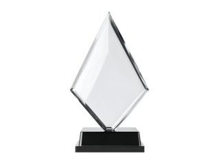 Crystal trophy award mockup isolated on transparent or white background, png