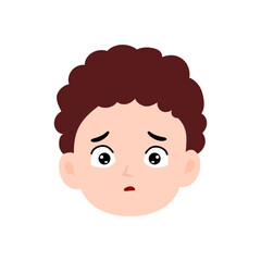 face expression kids element design character. cute kid face expression emoji emoticon. different postures with various emotions.