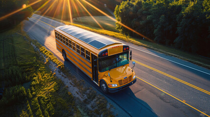 Solar-Powered School Bus on a Scenic Route Promoting Renewable Energy in Education