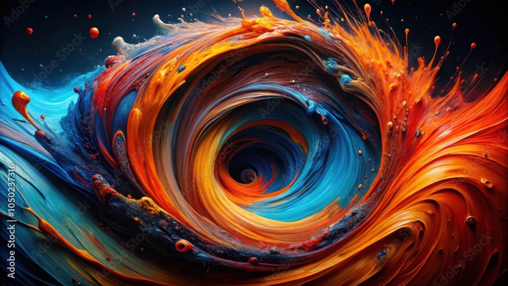 Aufkleber a swirling vortex of vibrant blue and orange paint, creating a mesmerizing optical illusion of depth