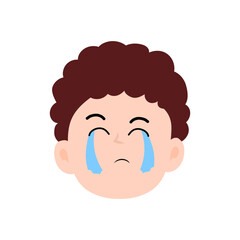 face expression kids element design character. cute kid face expression emoji emoticon. different postures with various emotions.