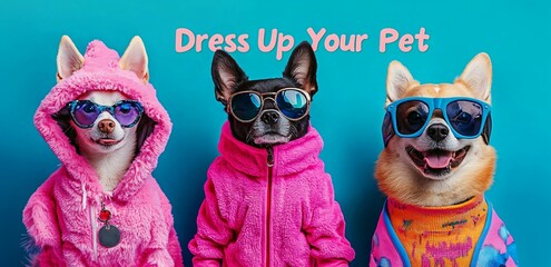 Fototapeta premium Whimsical Pet Dogs glasses Costume Banner for 