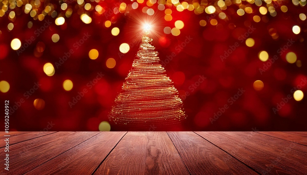 Canvas Prints christmas cards patterns red sparkling and shiny background and christmas wooden table with copy spa