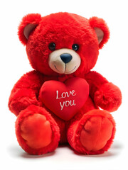 Obraz premium red Teddy Bear with Heart and love sign valentine theme
