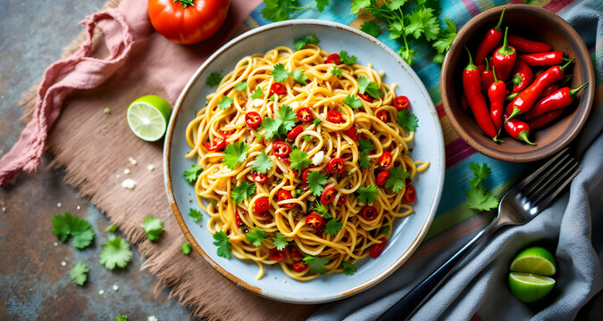 Nan Gyi Thoke Gyaw - Fried Noodle Salad (Burmese Cuisine)