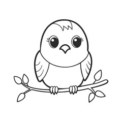 Cute Minimalist Bird Vector Illustration for Kids Content and Coloring Pages.