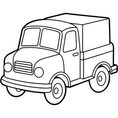 Simple Hotshot Truck for toddlers outline for coloring illustration