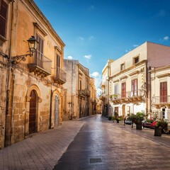 typical old street ortigia island italy sicily