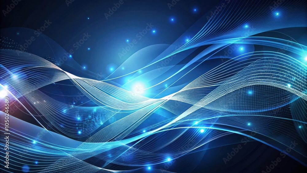 Aufkleber abstract blue and white swirling lines with glowing lights, a visual representation of dynamic energ