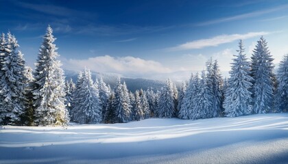 Obraz premium winter background of snow and frost with landscape of forest