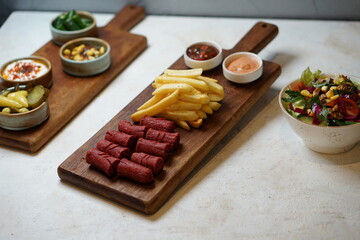 sausage and chips plate