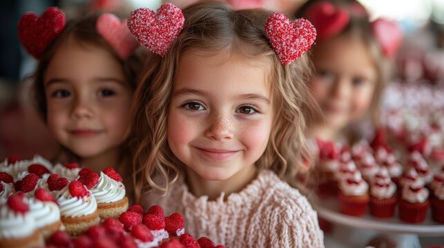 Smiling Girl with Valentine’s Day Headbands