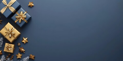 Elegant Gold and Blue Holiday Gift Arrangement