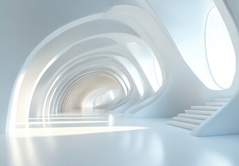 Naklejka premium Futuristic White Corridor.