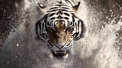 Dynamic sport logo featuring a fierce tiger in motion, symbolizing strength, agility, and determination. This logo incorporates bold colors and sharp lines, capturing the essence of athleticism 