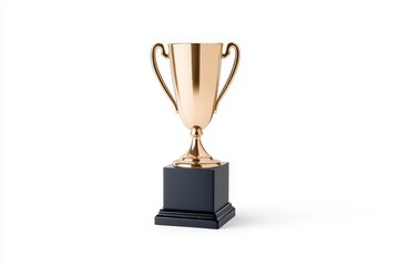 A gleaming gold trophy with a black base, symbolizing victory and achievement, isolated on a white background.