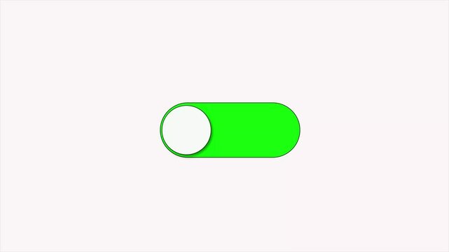 green and blue Switch on and switch off buttons. Power digital button. Click control. Turning on-off animation with white background.