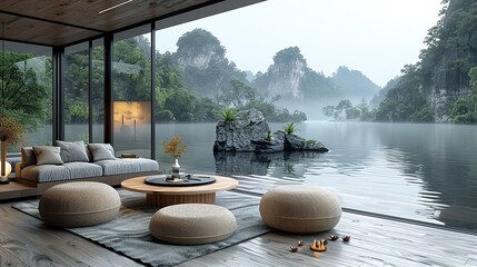 Luxury resort pool with waterfall and lush greenery.