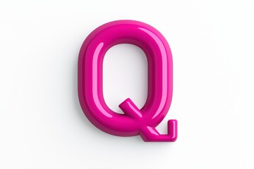 Obraz premium Bold pink 3D letter 'Q' on a white background, showcasing a modern and playful design.