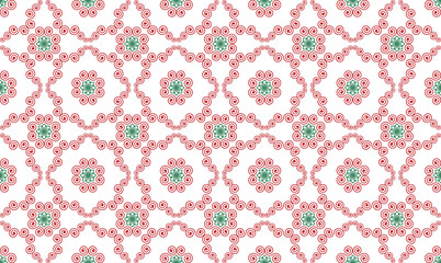 Seamless vector floral pattern on white background for fabric, wallpaper or wrapping paper. Classic botanical pattern.