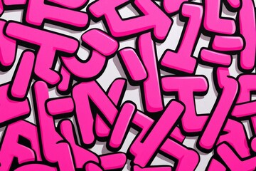 Fototapeta premium A vibrant array of playful pink letters scattered across a white background, creating a fun and energetic visual.