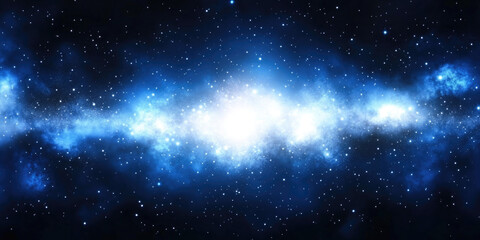 Stunning blue galactic center with bright light and countless stars in the cosmos