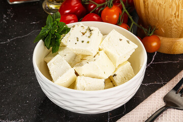 Greek traditional Feta cheese cubes
