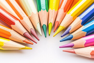 Fototapeta premium Colorful pencils form a stunning circle, inviting creativity and artistic expression through their vivid hues
