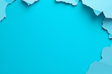 A vibrant turquoise background featuring torn paper edges creating an intriguing texture and depth.