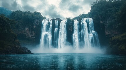 Obraz premium Majestic Waterfalls in Lush Rainforest Setting
