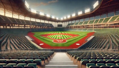 Obraz premium empty baseball stadium with a view from behind home plate