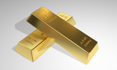 Stack of shiny gold bars. 3d illustration.