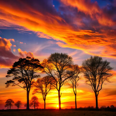 silhouette trees against sky during sunset